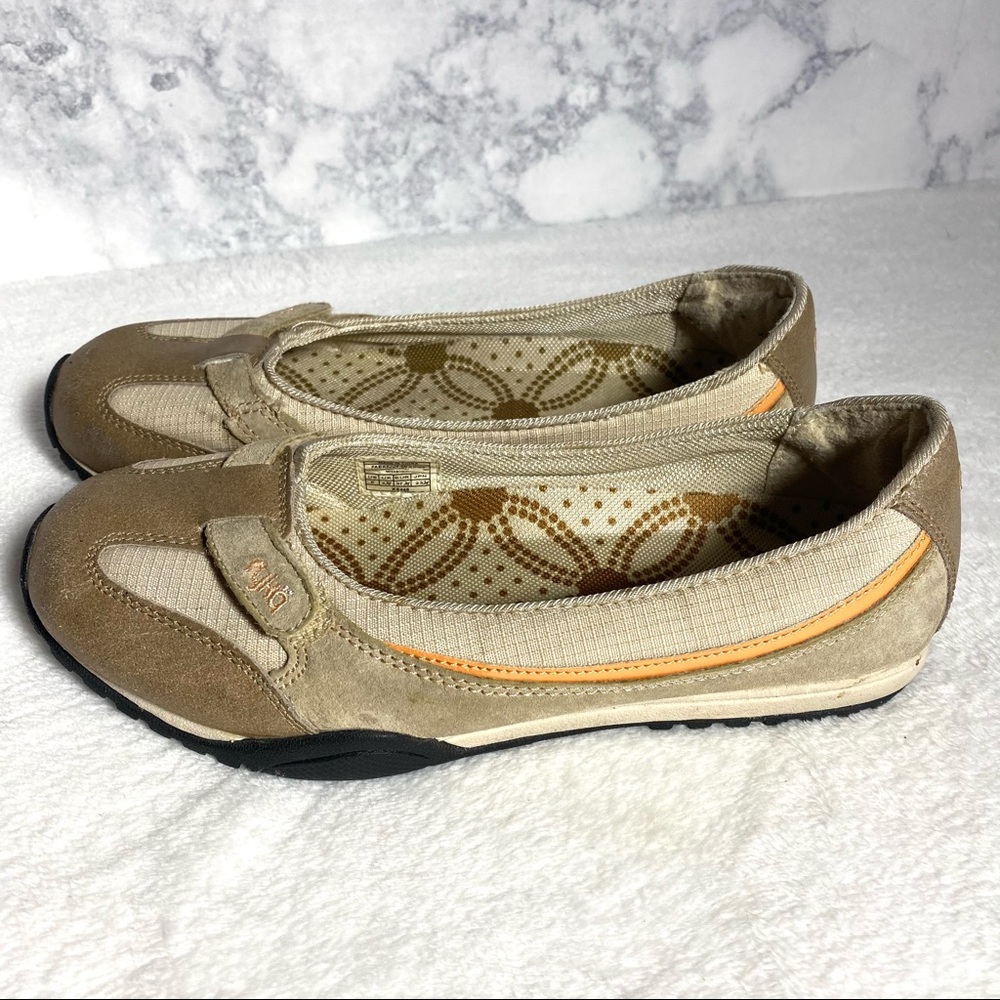 Ryka Hannah Sporty Flat Tan Slip On Mary Jane Walking Loafer